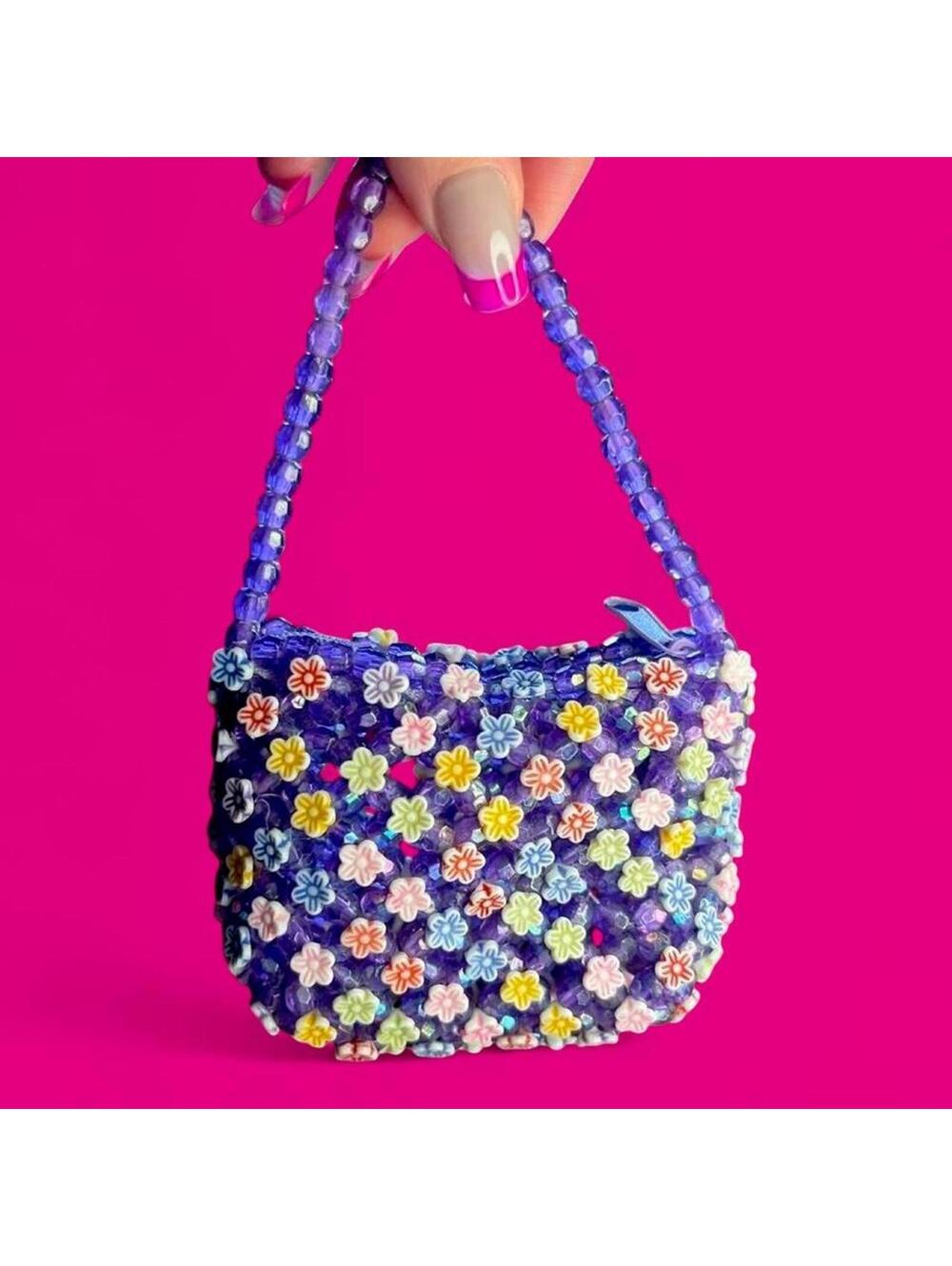 Y2K beaded floral mini purse